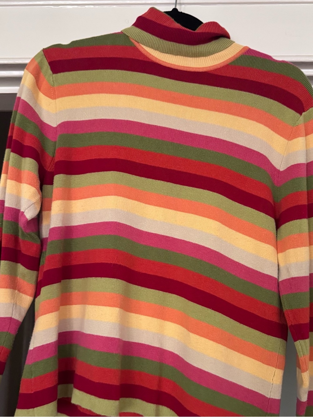 Vintage Talbots Petites Striped Turtle Neck Knit Sweater multicolor rainbow 90s